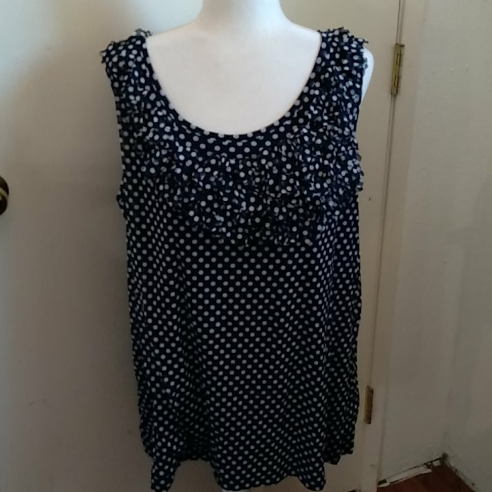 INC blue and white polka dots blouse size 2X